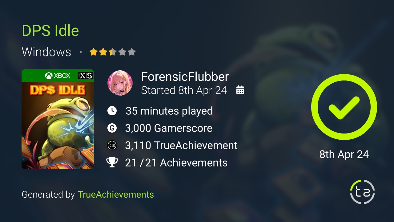 DPS Idle achievement summary